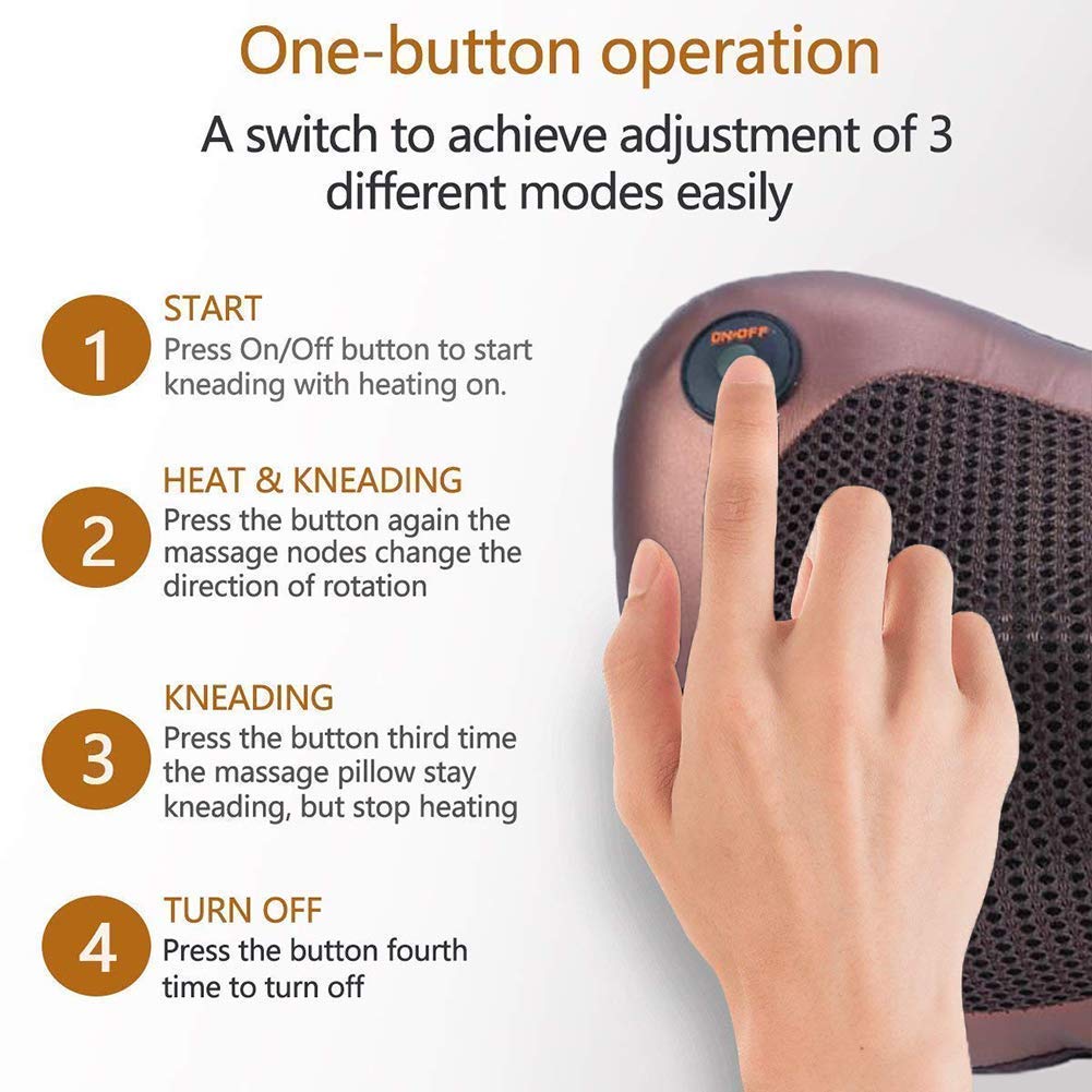 Dual Head Neck & Back Massager – 4 Massage Balls, Heat Function, Car & Home Use, Auto Shut-Off