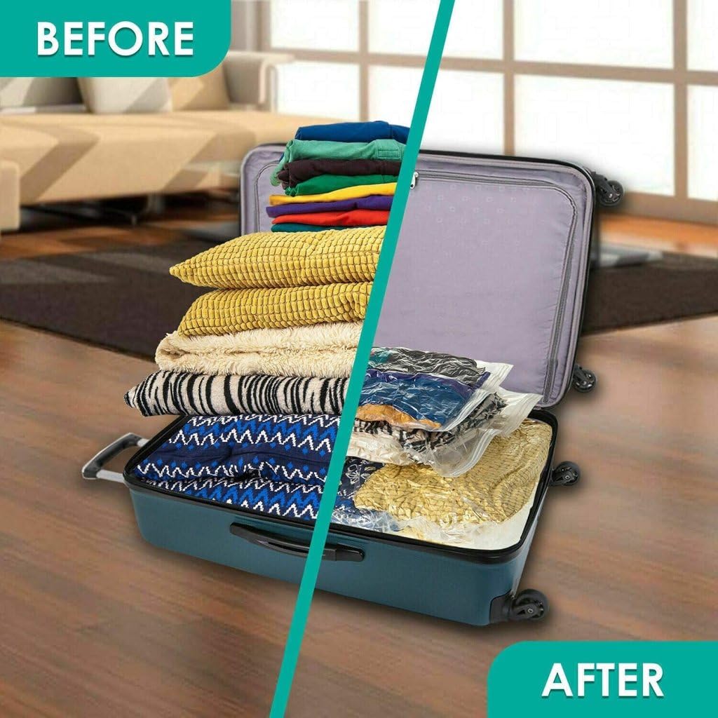Vacuum Storage Bags with Hand Pump – Space-Saving, Airtight Compression for Clothes, Bedding & Travel