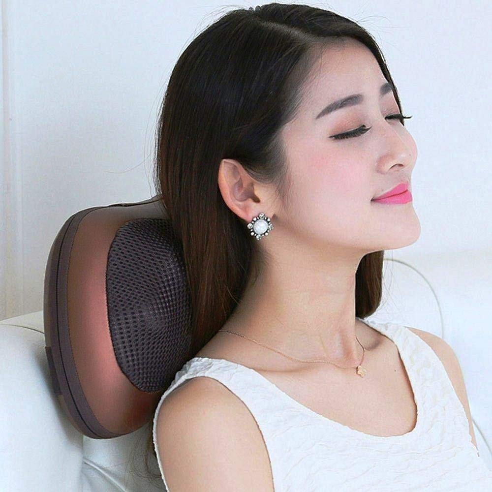 Dual Head Neck & Back Massager – 4 Massage Balls, Heat Function, Car & Home Use, Auto Shut-Off