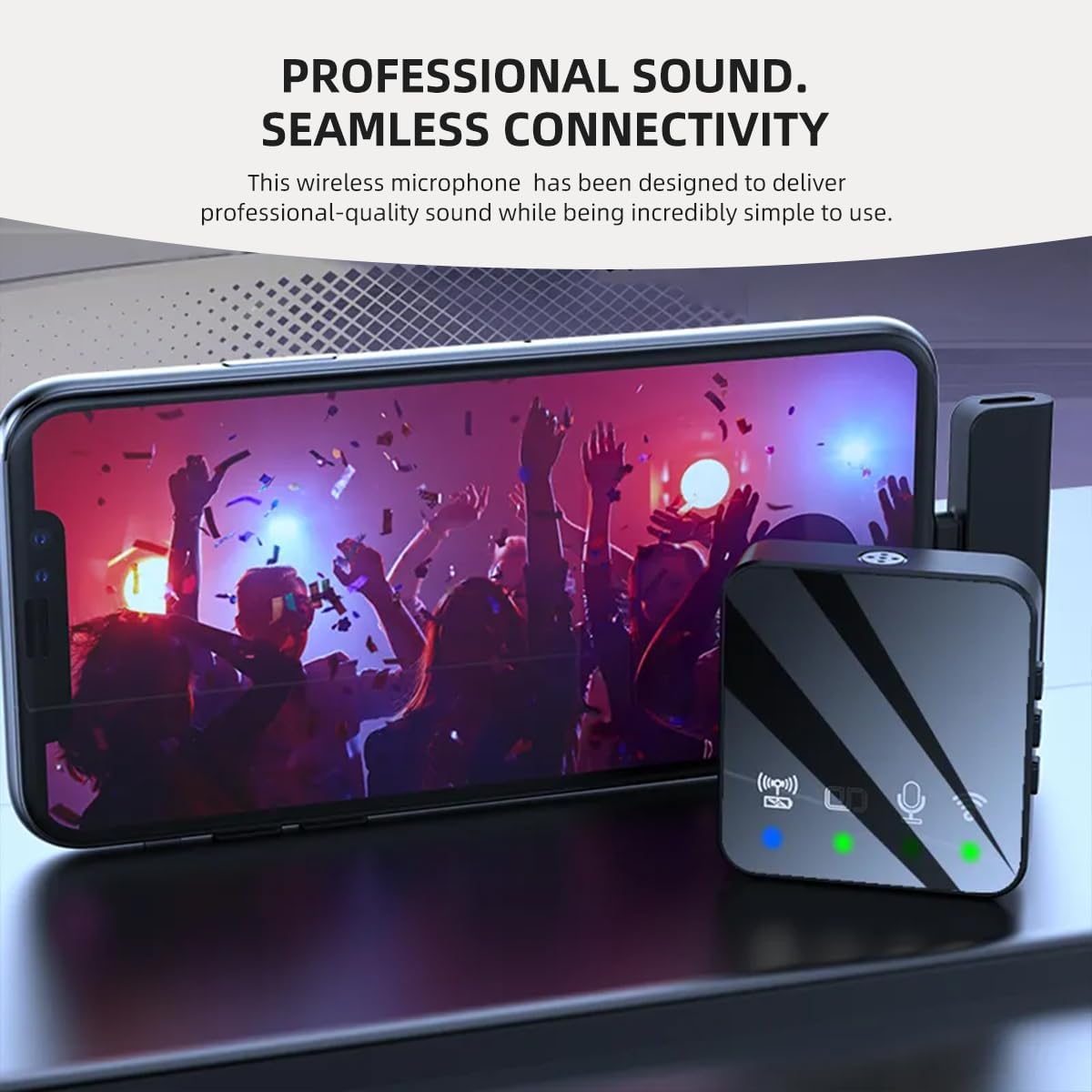 Wireless Microphone Noise Cancellation Lapel Mic Compatible with Type-C Android & iPhone Dual Channel Lavalier Collar Microphone for Youtubers Video Recording Facebook Live Stream (Black)