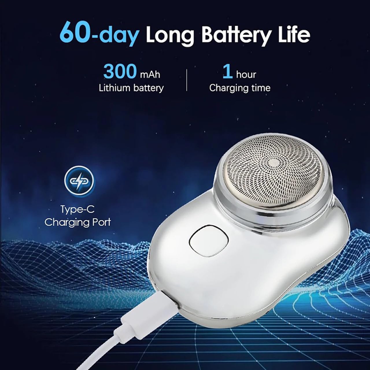 Mini Portable Electric Shaver – Cordless, Waterproof, Type-C Charging