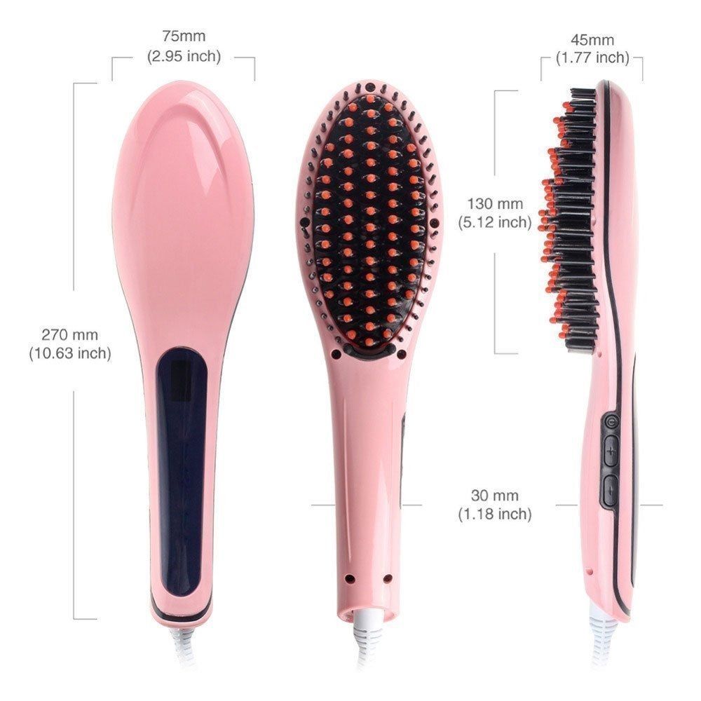 3-in-1 Hair Straightener Brush – Fast Heating, Anti-Scald, LED Display with Adjustable Temperature