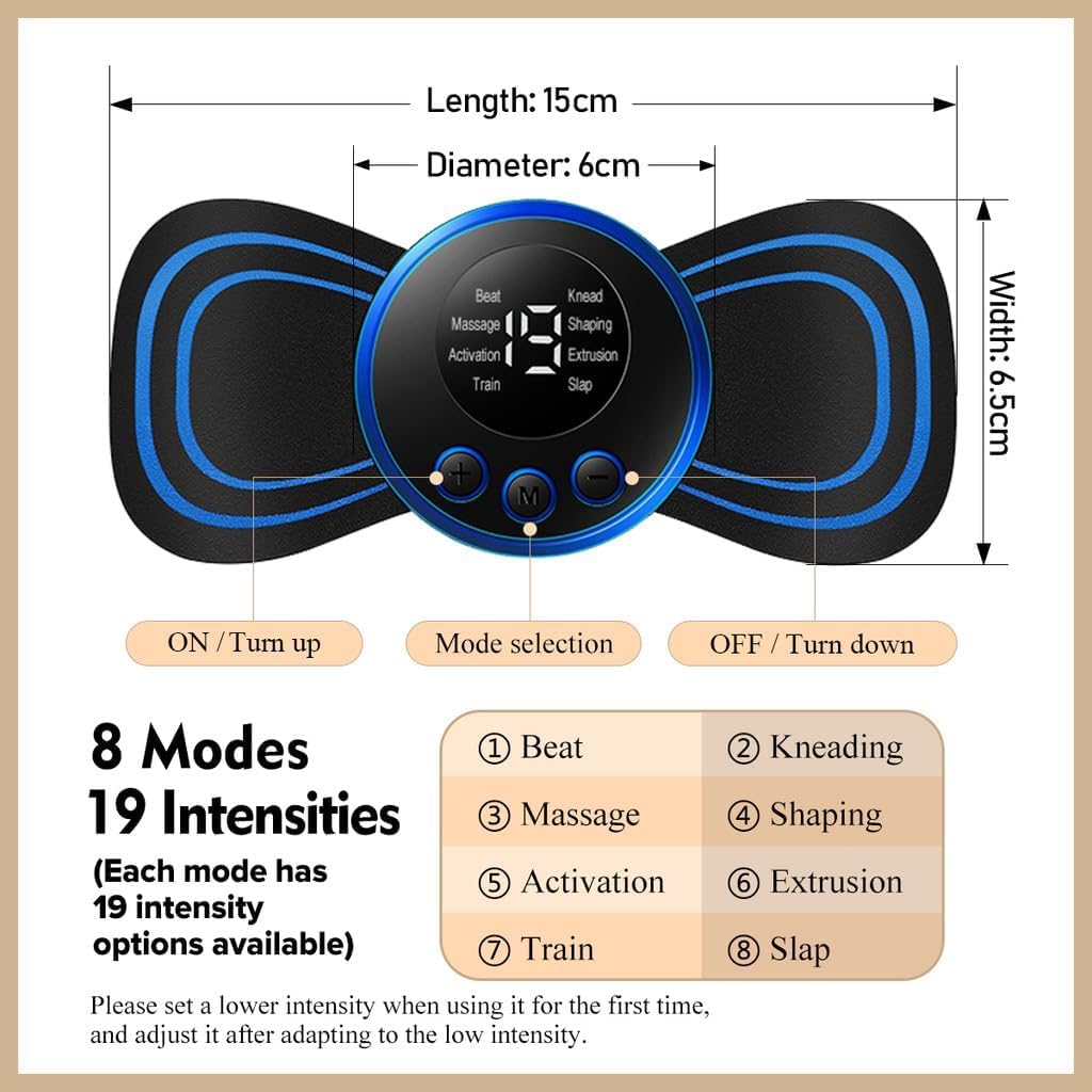 Butterfly Wireless Body Massager for Pain Relief 8 Mode & 19 Strength Levels