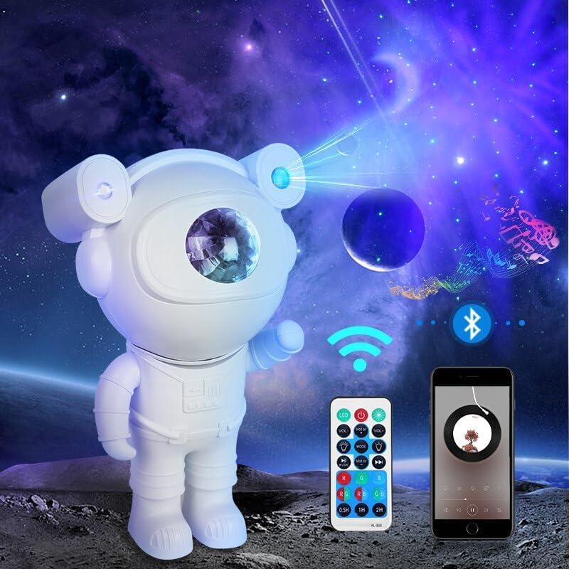 Astronaut Speaker Galaxy Projector Lamp with Inbuilt Bluetooth Speaker Robot Star Sky Space Night Light with Remote 360 Adjustable for Home, Gifts, Baby, Gaming Room and Dance Party