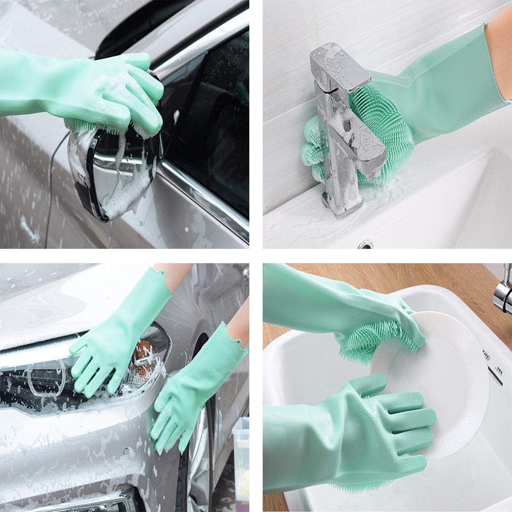 Home Magic Silicone Cleaning Hand Gloves – Multipurpose, Heat-Resistant Gloves for Kitchen, Bathroom, Car & Pet Grooming