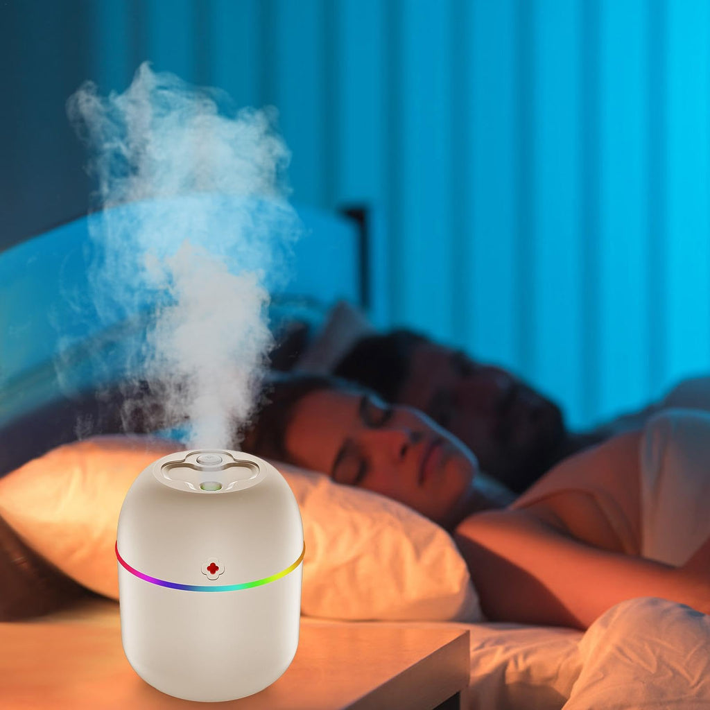 USB Personal Humidifier – 220ml Mini Cool Mist Diffuser with Dual Spray for Desk, Travel, Bedroom Use