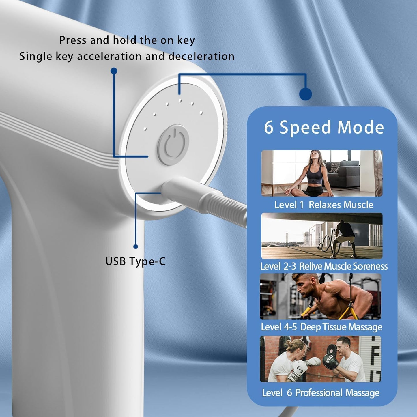 Mini Massager Machine for Pain Relief - Body, Neck, Shoulders, Back, Arms & Feet Massager- 6 Speed Settings | Type-C Charging