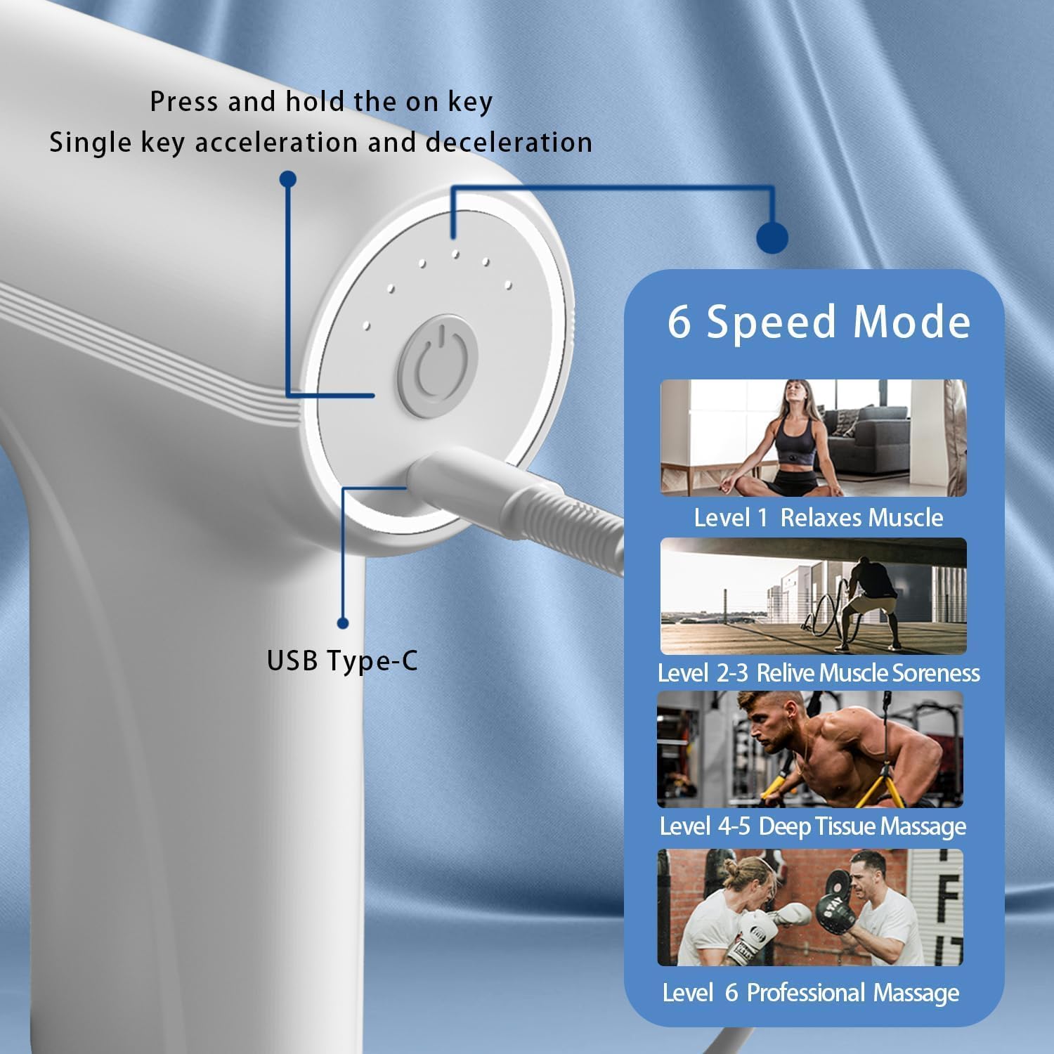 Mini Massager Machine for Pain Relief - Body, Neck, Shoulders, Back, Arms & Feet Massager- 6 Speed Settings | Type-C Charging