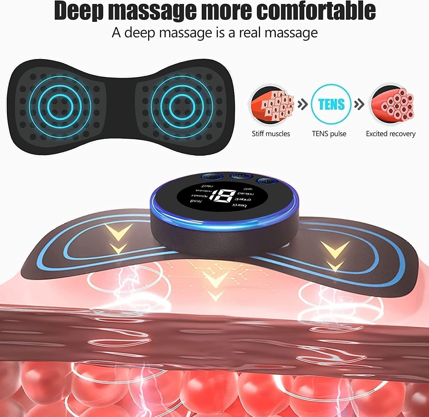 Butterfly Wireless Body Massager for Pain Relief 8 Mode & 19 Strength Levels