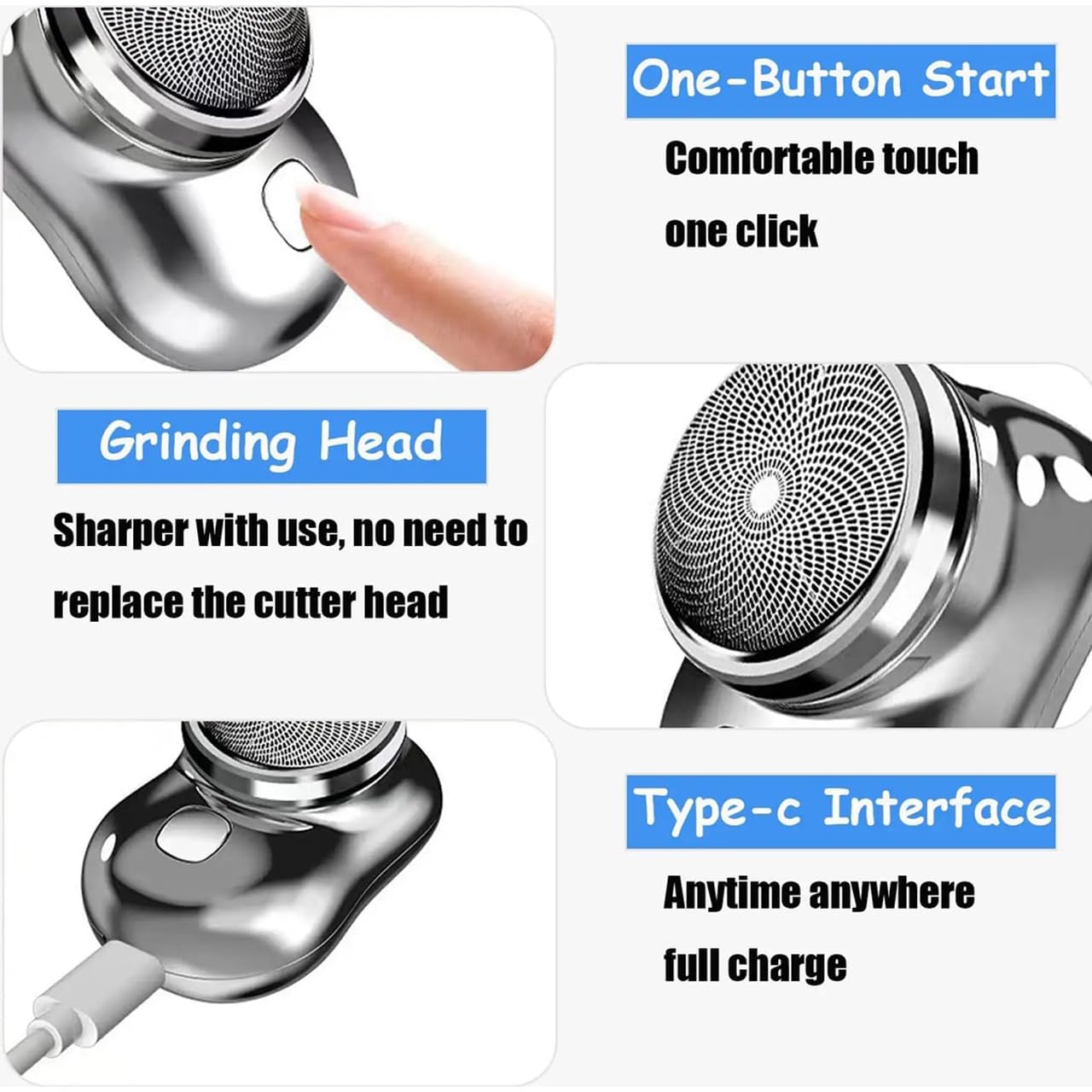 Mini Portable Electric Shaver – Cordless, Waterproof, Type-C Charging