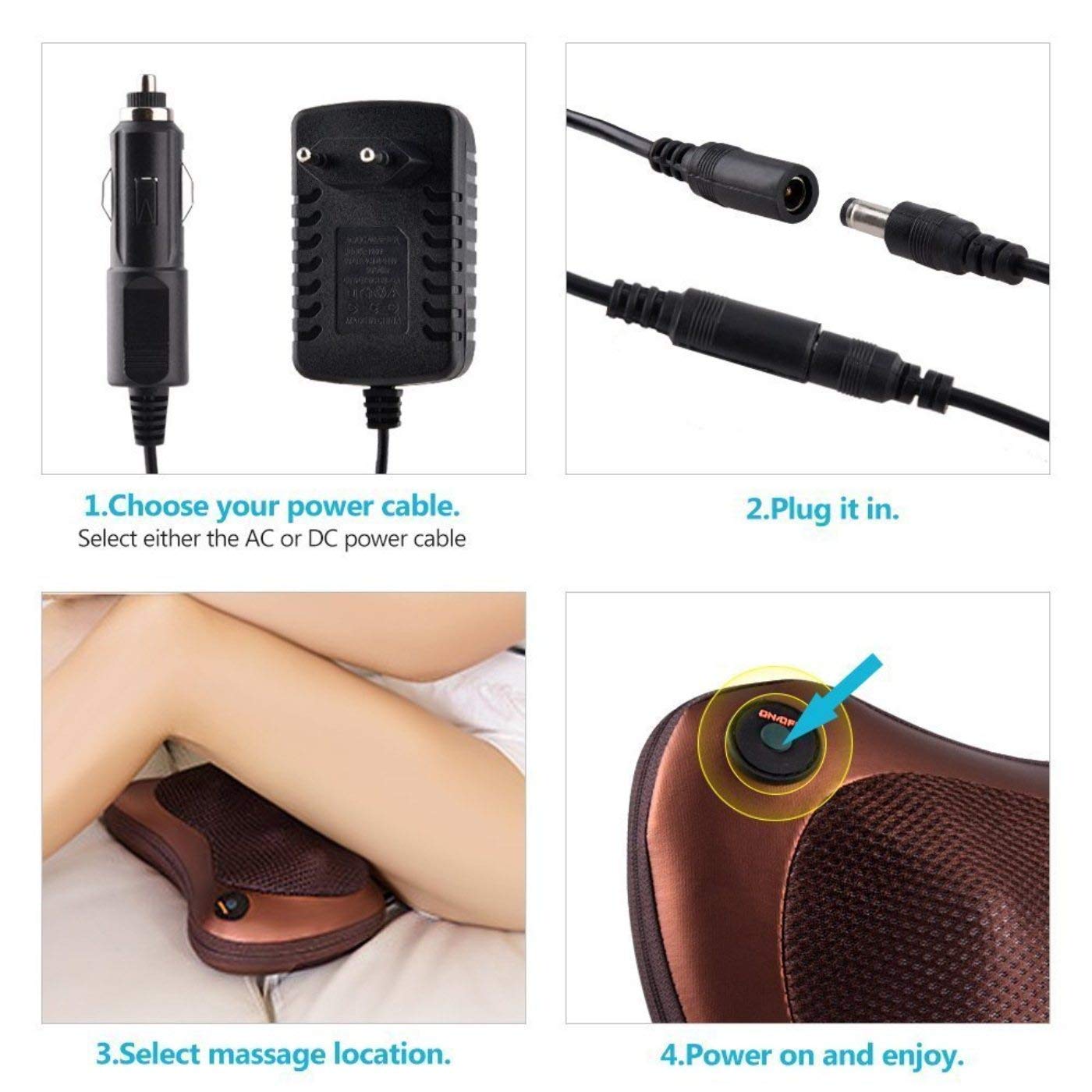 Dual Head Neck & Back Massager – 4 Massage Balls, Heat Function, Car & Home Use, Auto Shut-Off