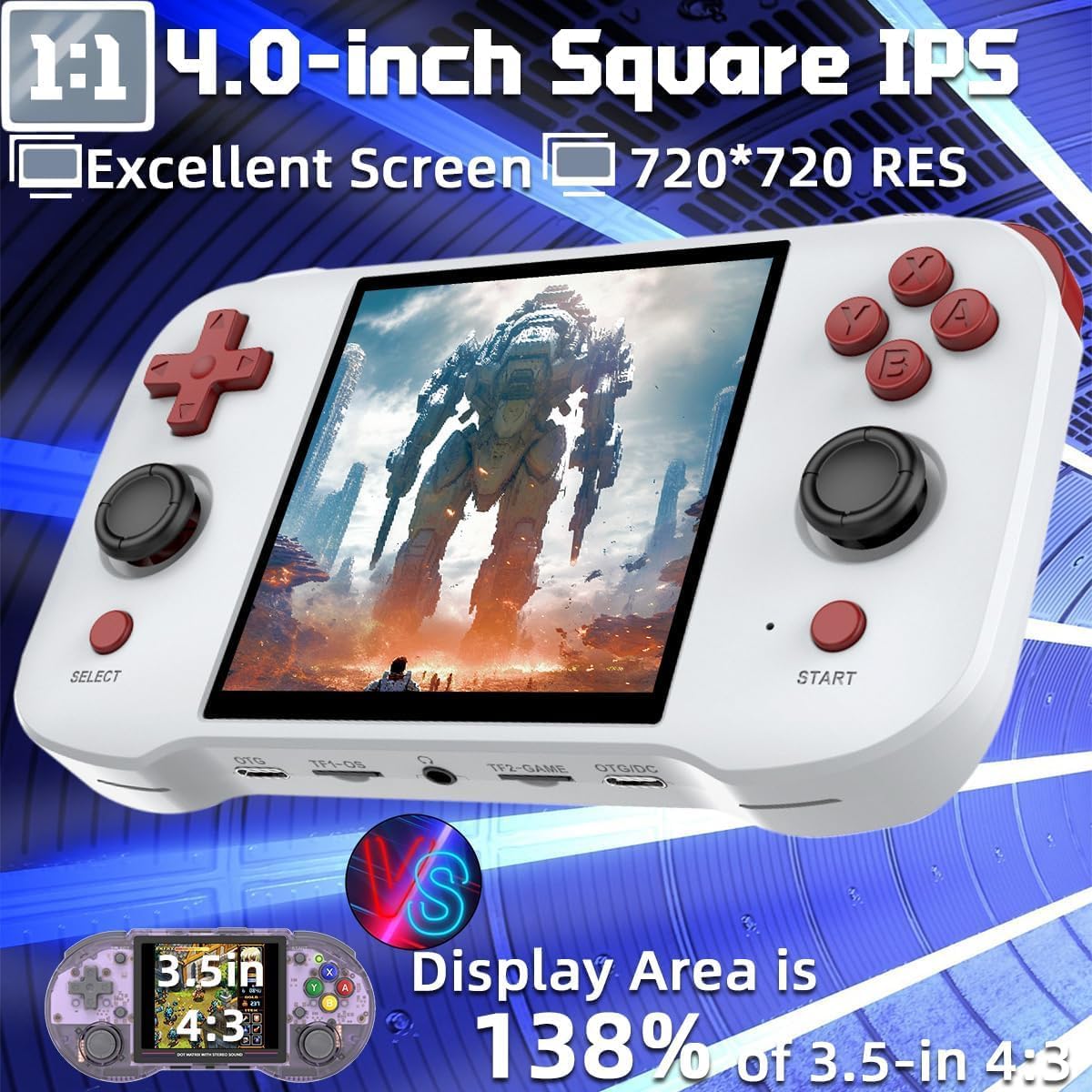 R46S Retro Handheld Console Game Linux System 4.0 Inch Ips Screen RK3566 Portable Handheld Video Game 64G Black Transparent (Multicolor)