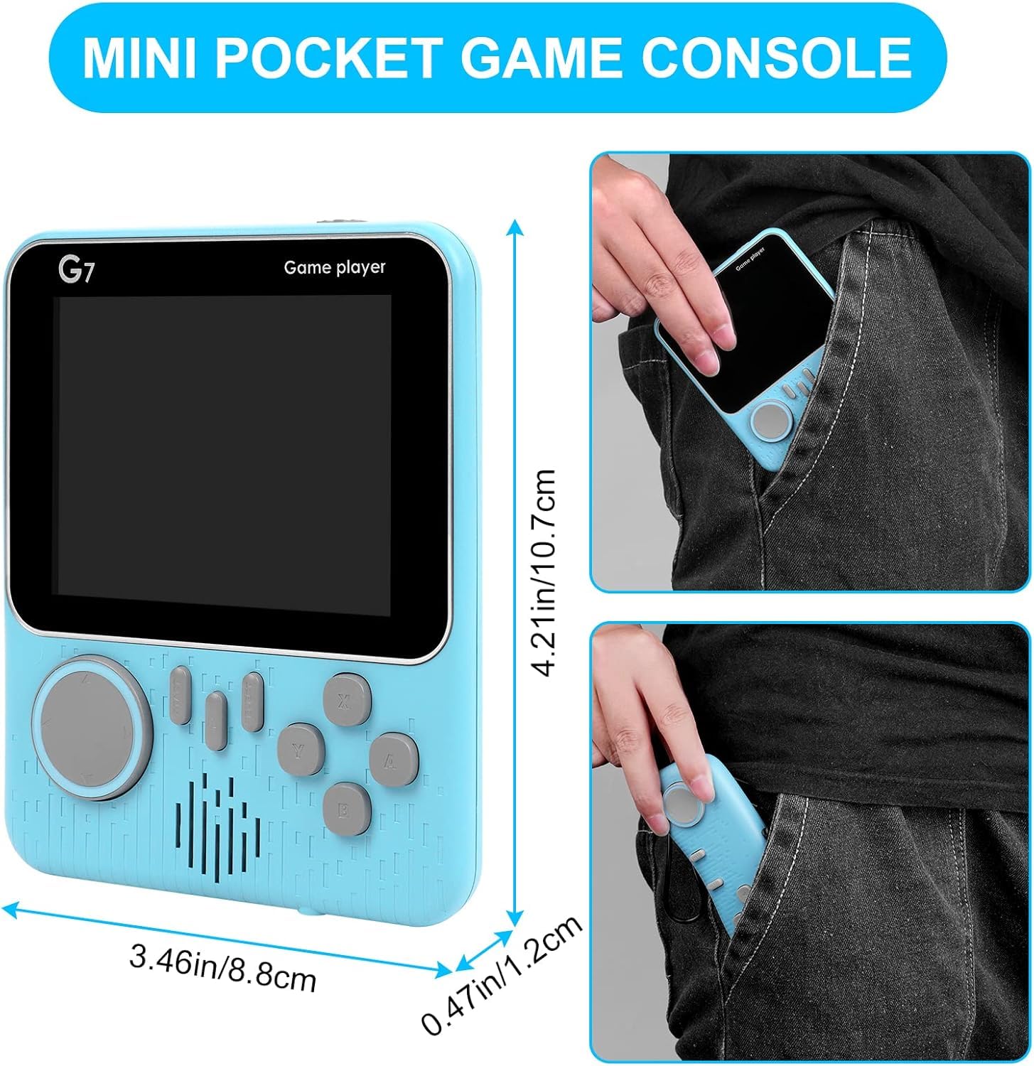 G7 Retro Handheld Gaming Console for Kids & Adults – 666-In-1 Built-in Classic Video Games – Rechargeable Game Console for Boys 7-14 Years – TV Output – Portable Toy Gift