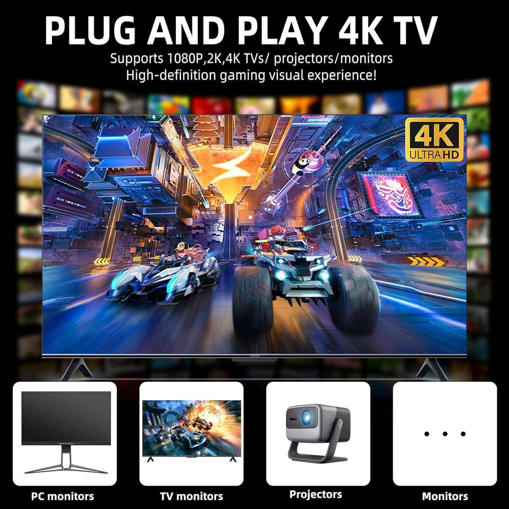(New 2025) Wireless Video Games for TV Gaming Retro Gaming Console with Game Stick HD Game Plug & Play TV Video Game Set for 2 Player with 20,000 Games 2.4G Video Games for Kids (White)