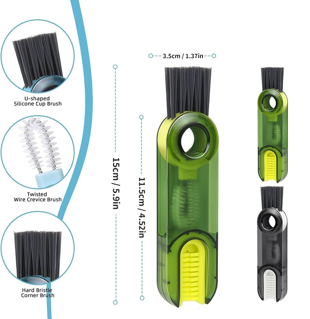 3-in-1 Multifunctional Bottle Cleaning Brush – U-Shaped, Triangular & Stiff Bristle Heads for Tight Spaces