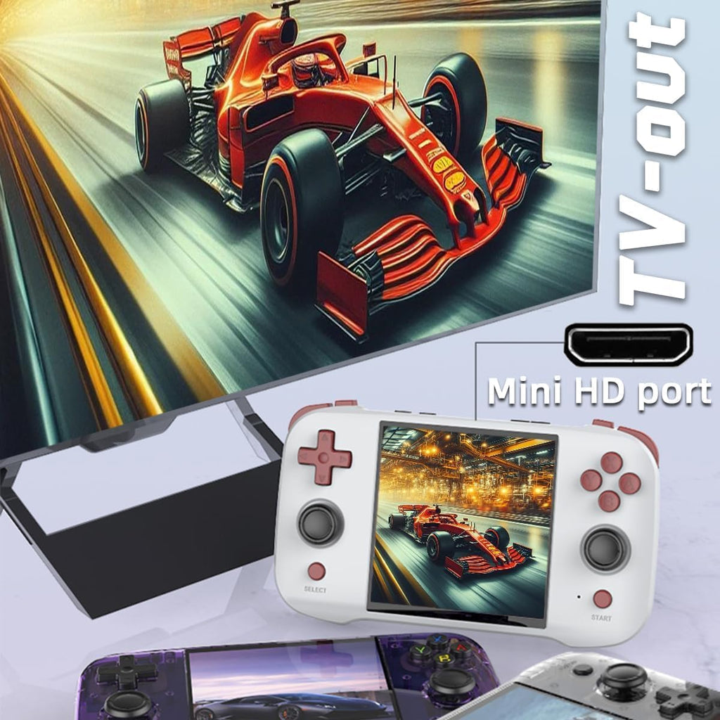 R46S Retro Handheld Console Game Linux System 4.0 Inch Ips Screen RK3566 Portable Handheld Video Game 64G Black Transparent (Multicolor)