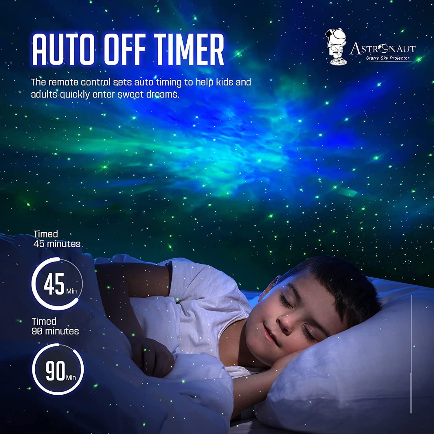 Astronaut Galaxy Projector Night Light – 360° Rotating Star Nebula Lamp with Timer & Cosmic Light Show