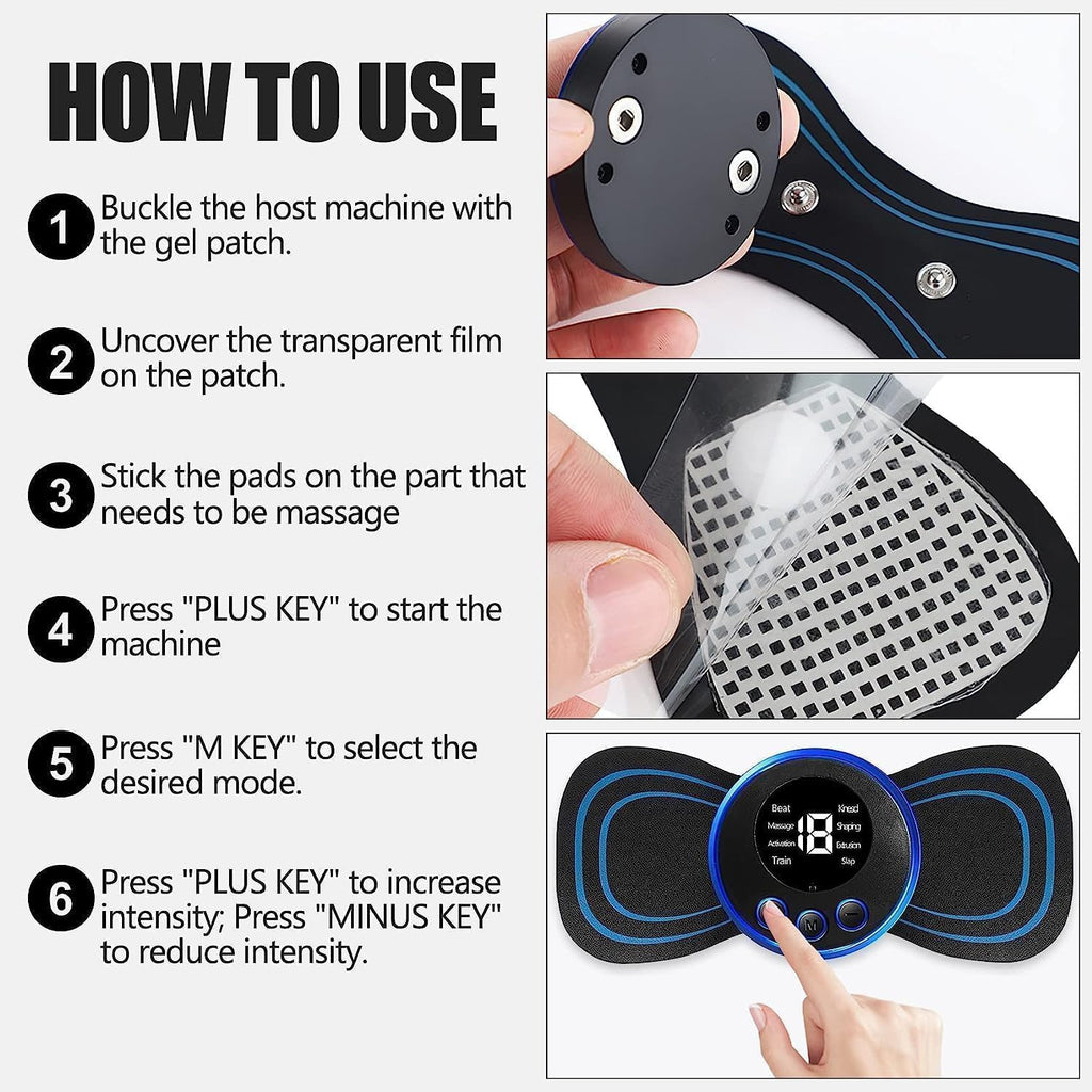 Butterfly Wireless Body Massager for Pain Relief 8 Mode & 19 Strength Levels