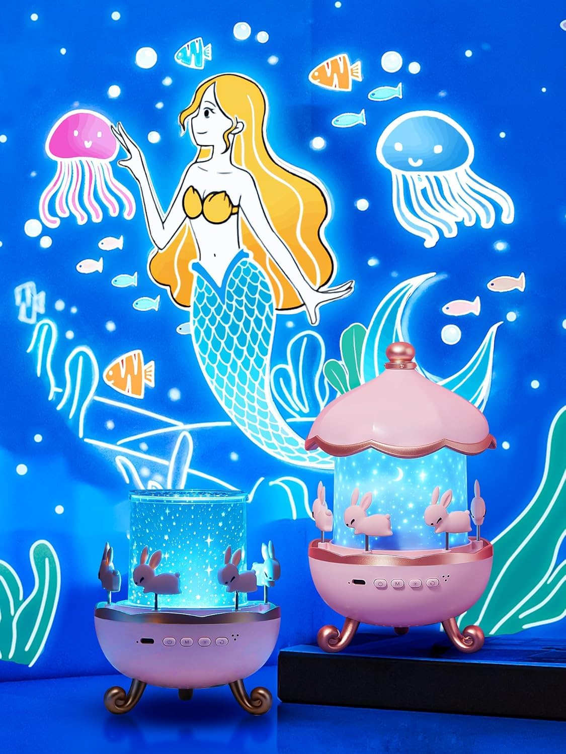 Rotating Star Projector Night Light for Kids – 12 Film Shades Baby Room Decor Lamp & Sleep Machine