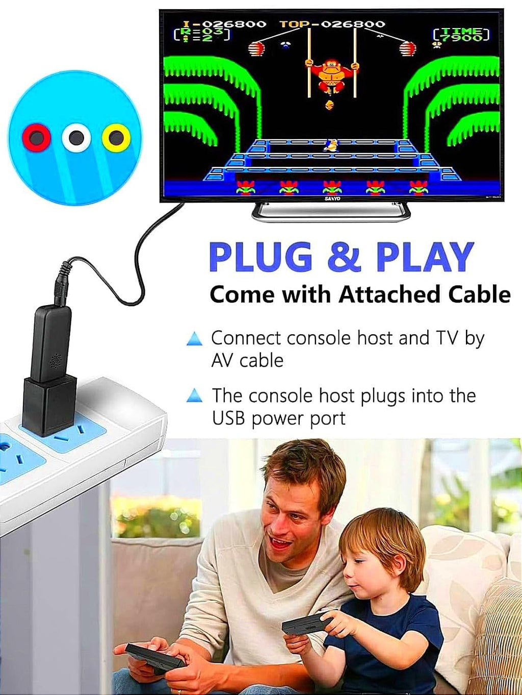 Extreme Mini Plug and Play Wireless Game Box HD 1080p TV Retro Video Game for Kids 620 Extreme Mini Game Box (8 Bit Retro Games) Tv Video Game Set for Tv Gaming 2 Player Wireless with Classic Inbuilt