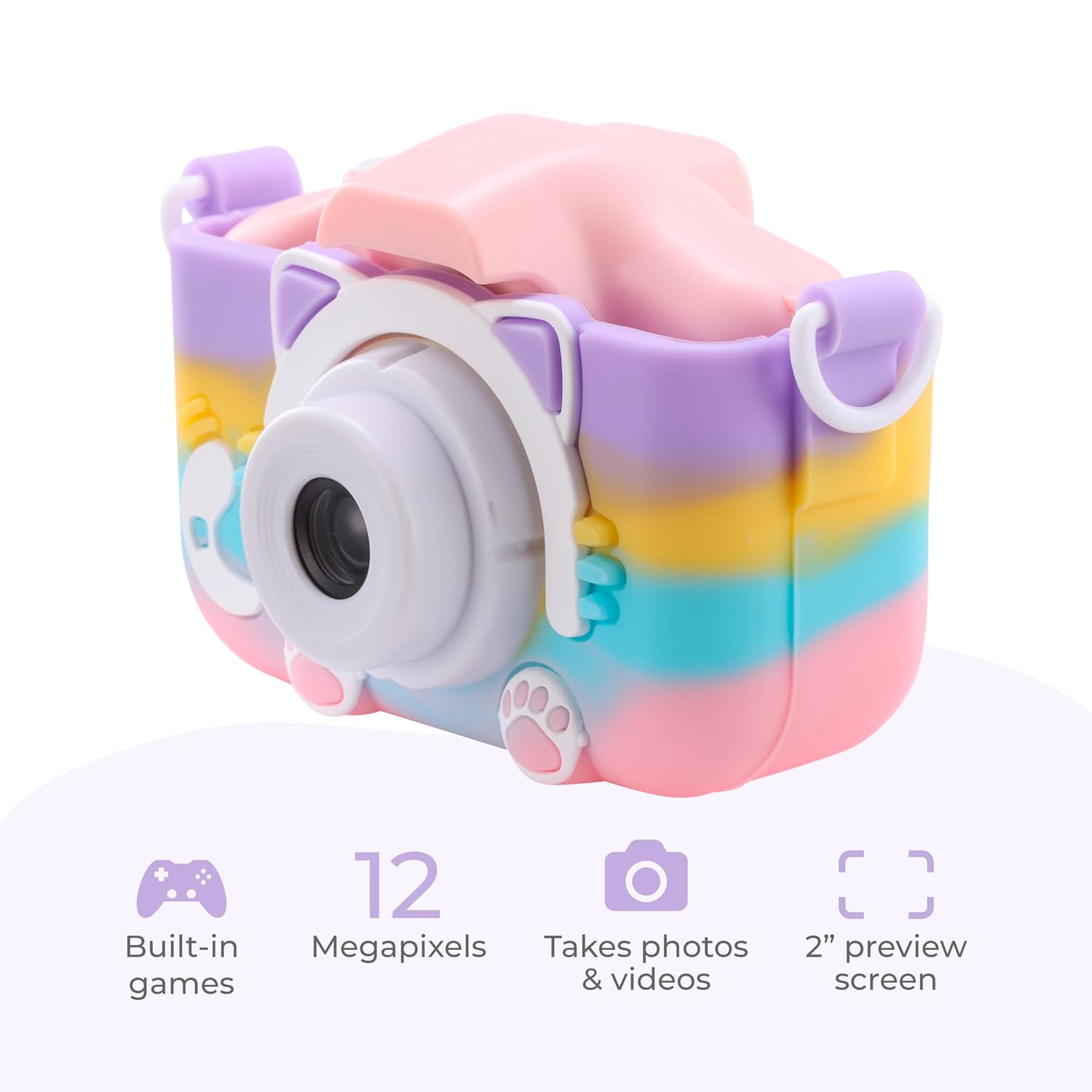 Kids Digital Camera – 12MP Photo, 1080p Video, Games & USB Rechargeable | Shockproof & Child-Friendly Design