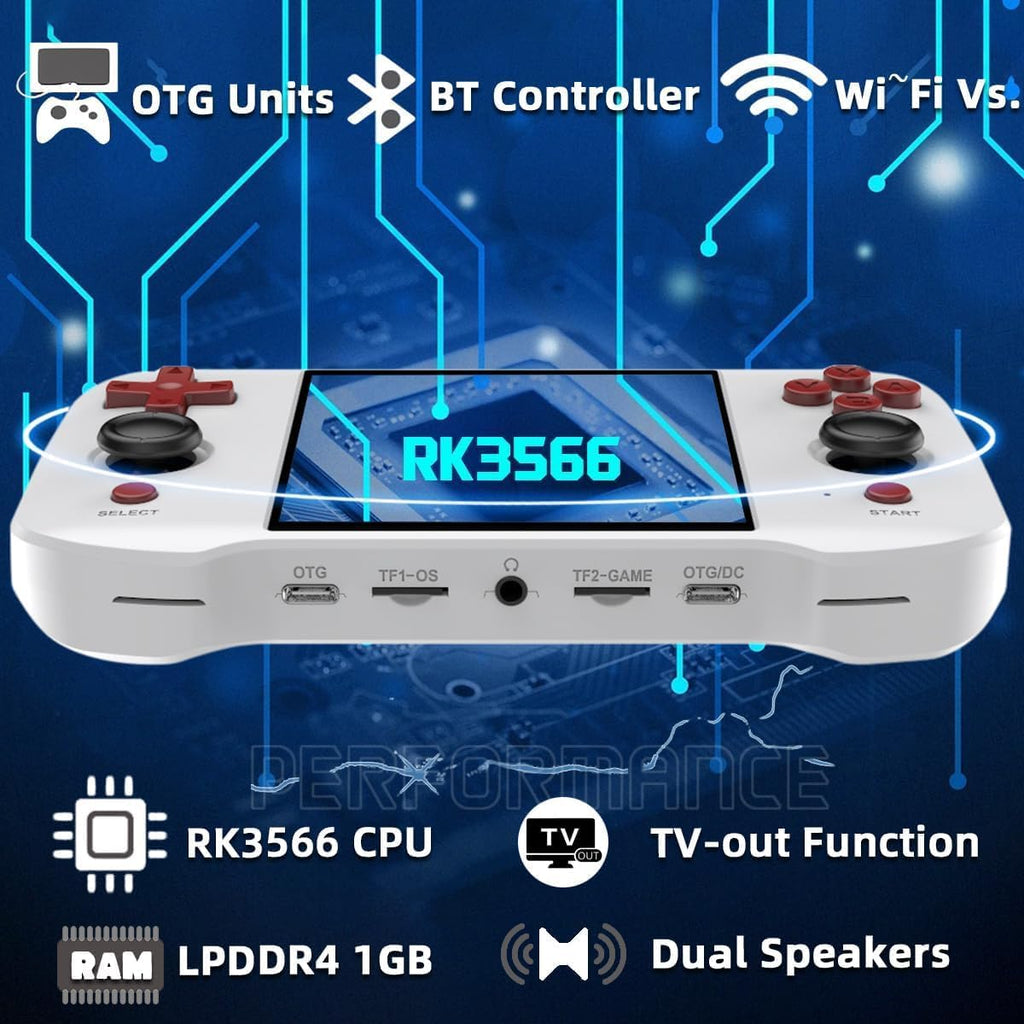 R46S Retro Handheld Console Game Linux System 4.0 Inch Ips Screen RK3566 Portable Handheld Video Game 64G Black Transparent (Multicolor)