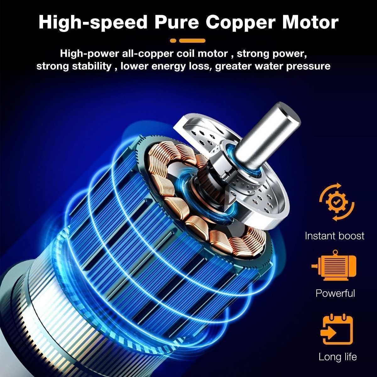 Cordless Portable Wireless High Pressure Washer Gun 48V for Car Wash Bike Washing Cleaning| Adjustable Nozzle and 5M Hose Pipe (Double_Battery)