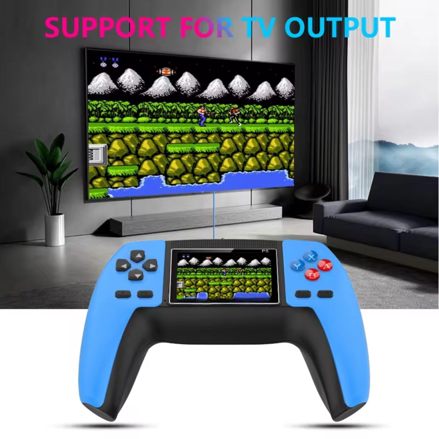 P5 Game Box Retro Handheld Game Console with 520 Built-in Games,1 Player Output for Big Screen Play; Includes Battery, USB Cable, & AV TV Output Cable for P5 Ergonomic Features Gaming