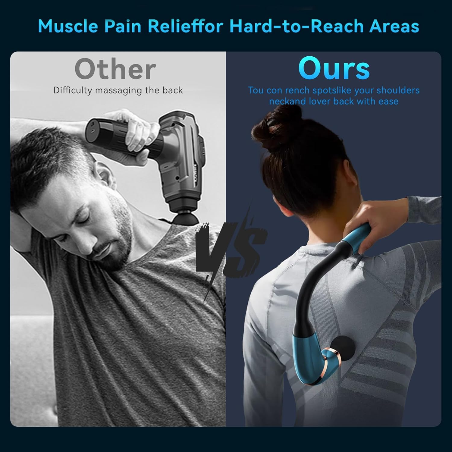 Massage Gun Deep Tissue – Handheld Percussion Massager with Display Screen, 12MM Portable Muscle Pain Relief for Back, Neck, Waist – 3 Modes & 6 Speeds. Official, Available from Gude Health