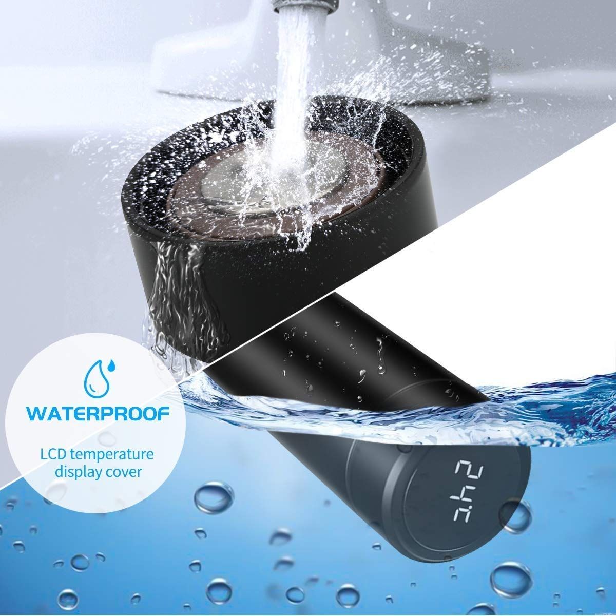Smart LED Temperature Display Insulated flask – 304 Stainless Steel, Hot & Cold, 12-Hour Thermos Bottle with Tea Strainer