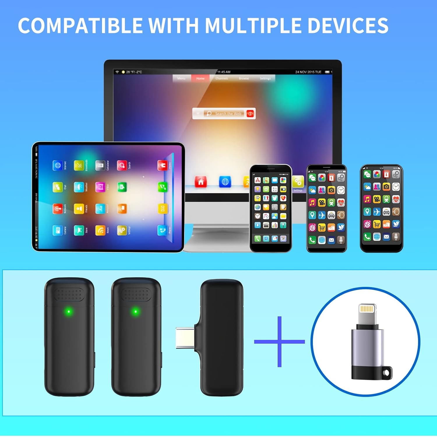 Professional Wireless Lavalier Microphone ,for iPhone iPad Android with Charging case for Video Recording, Interview, Automatic Noise Reduction