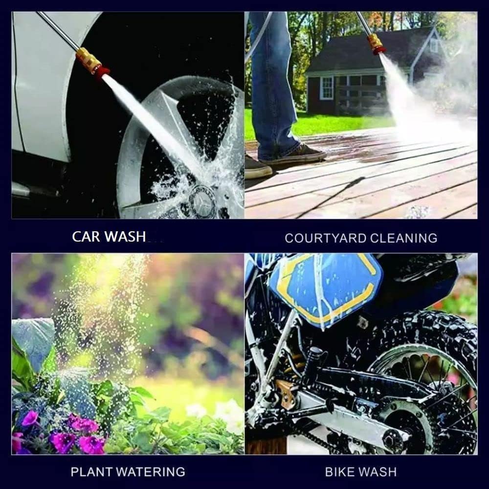 Cordless Portable Wireless High Pressure Washer Gun 48V for Car Wash Bike Washing Cleaning| Adjustable Nozzle and 5M Hose Pipe (Double_Battery)