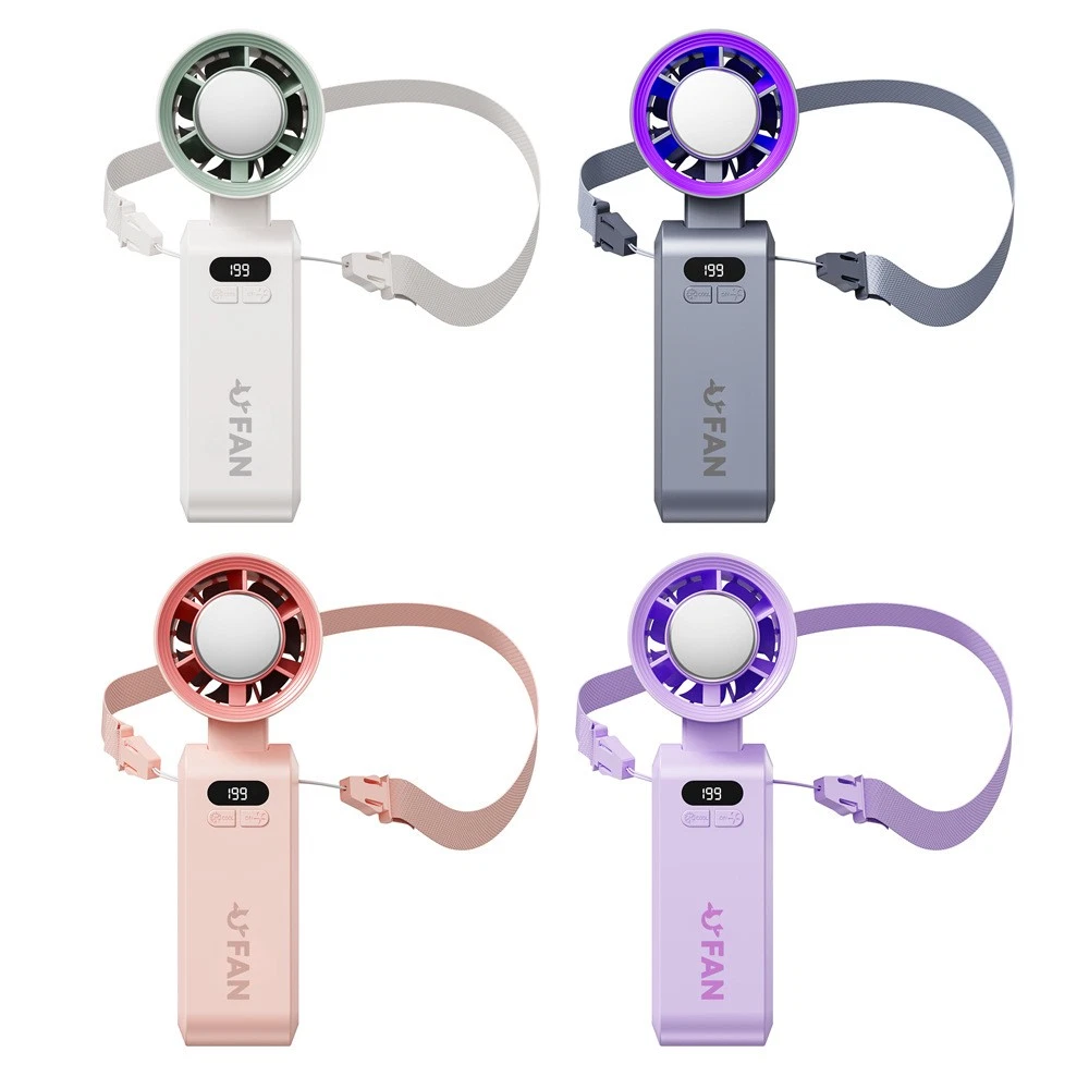 Portable Ice Compress Cooling Fan with 199-Speed Settings, USB Rechargeable, Low Noise & Desktop Holder | Multiple Colors Available