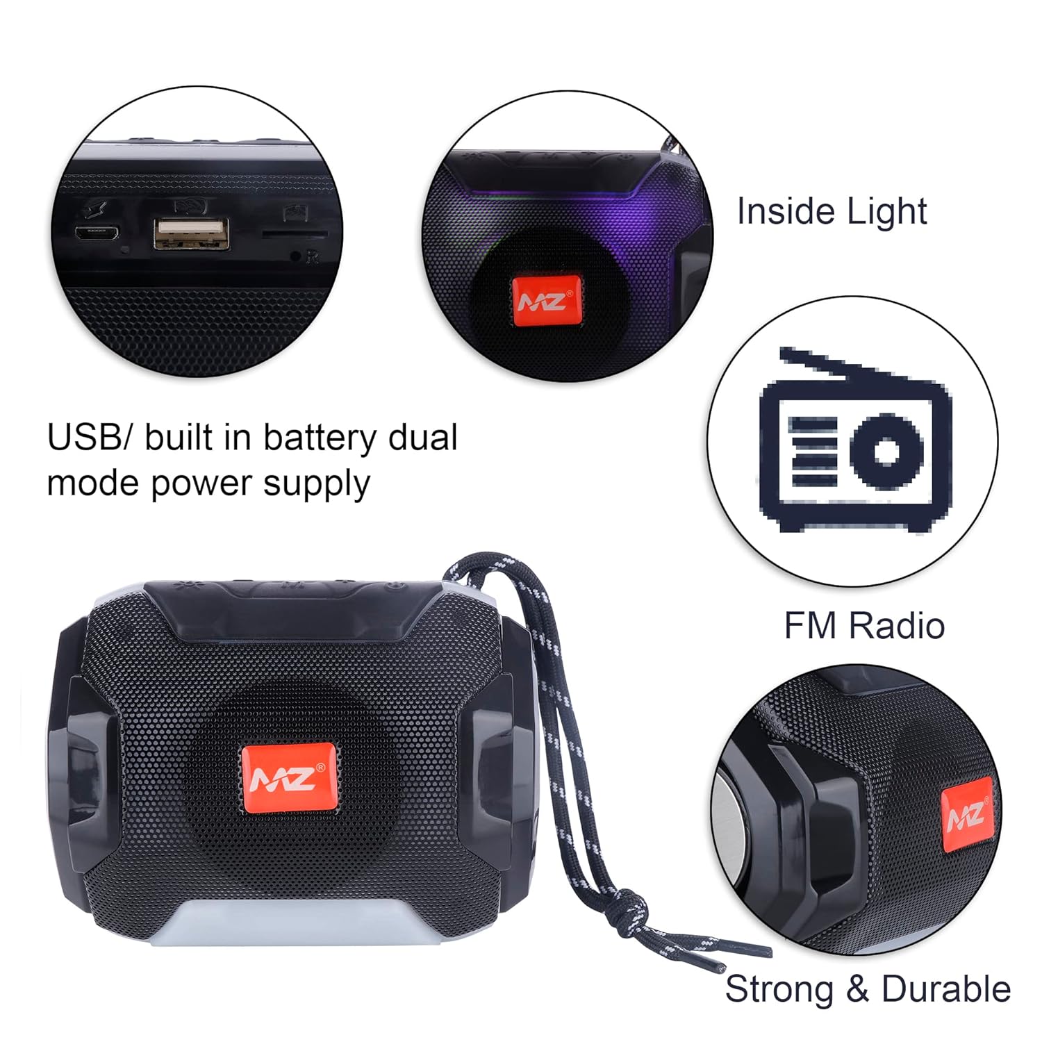 MZ A005 (Portable Bluetooth Speaker) Dynamic Thunder Sound with High Bass 5 W Bluetooth Speaker(Random Color)