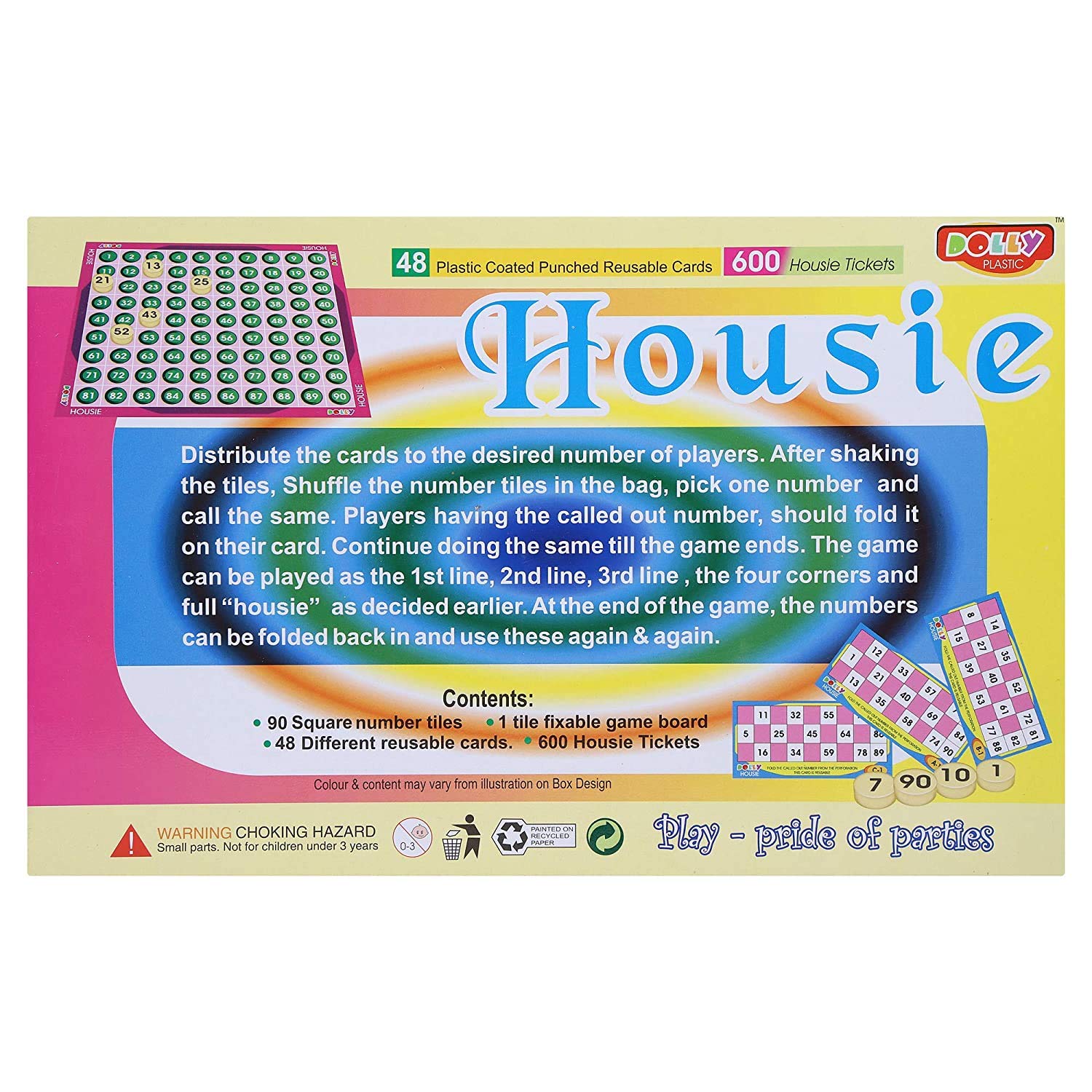 Housie Board Game || 48 Reusable Cards & Tile Fixable Board Game || Ladies Kitty Party & Family Game