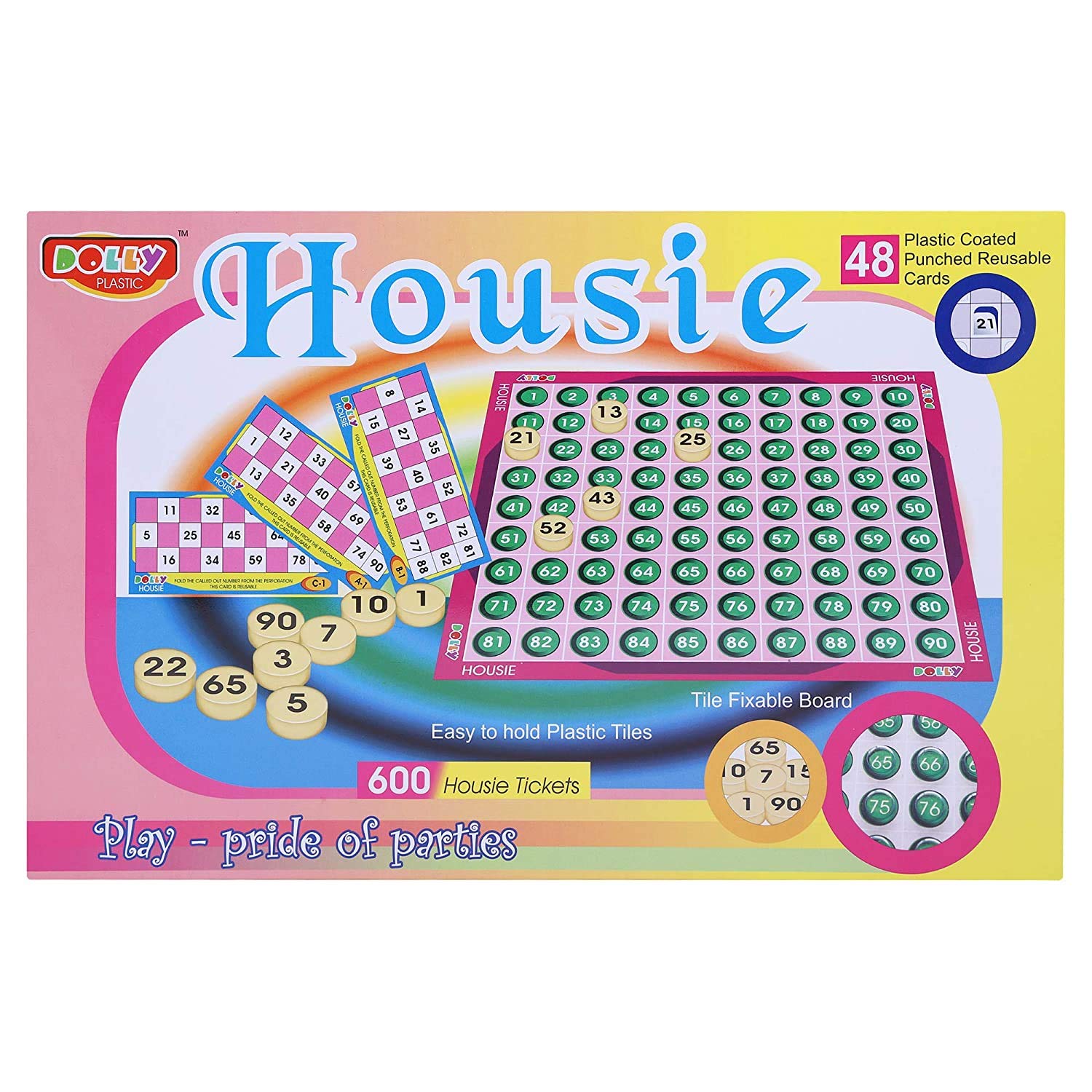 Housie Board Game || 48 Reusable Cards & Tile Fixable Board Game || Ladies Kitty Party & Family Game