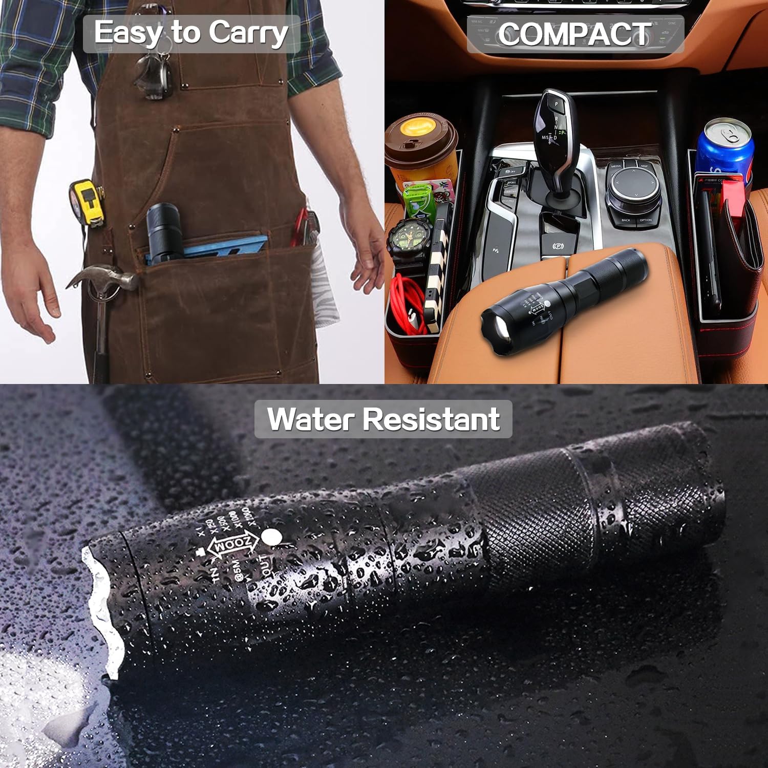 High-Power Tactical LED Flashlight – 5 Modes, Zoom Function, Rechargeable & Heavy-Duty Design