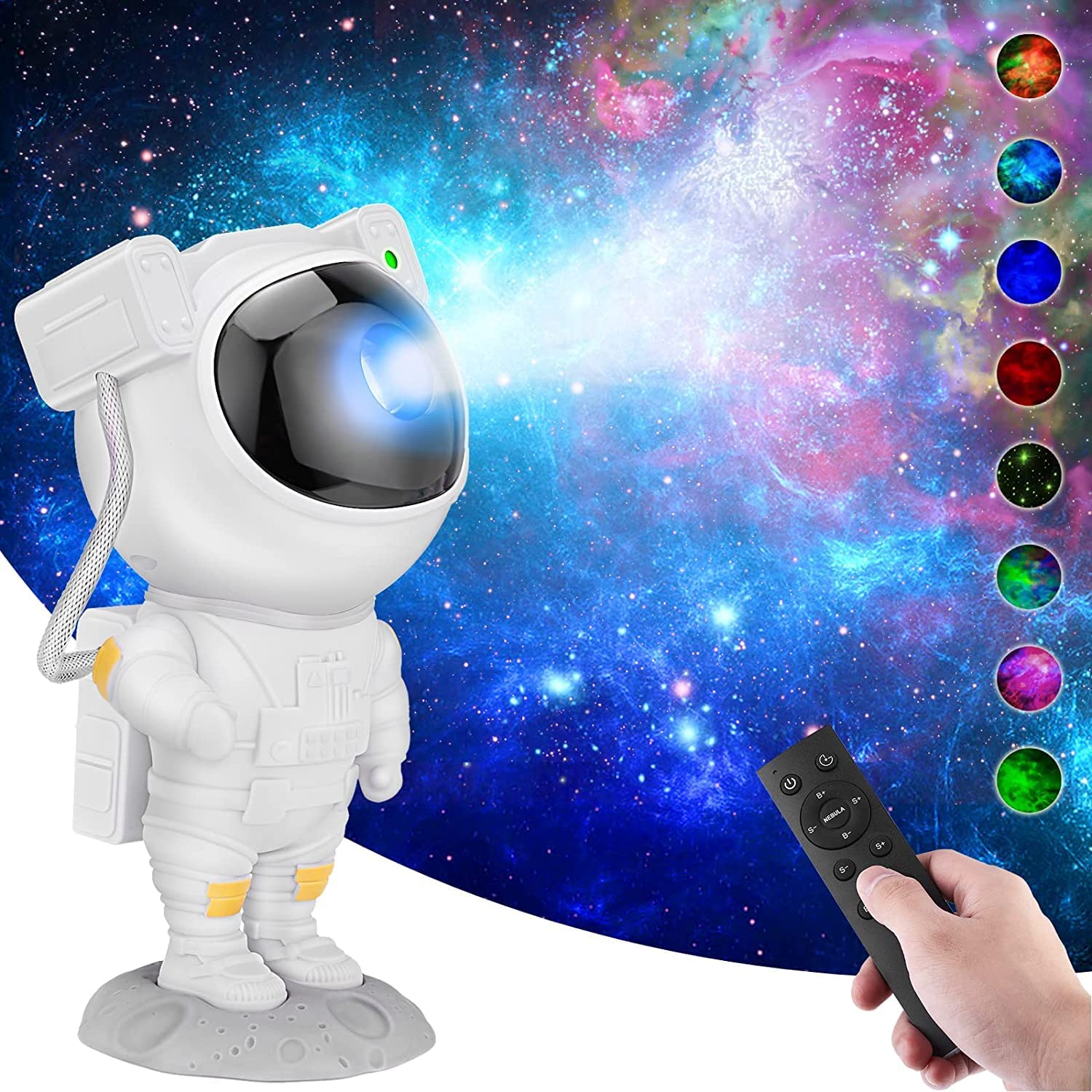 Astronaut Galaxy Projector Night Light – 360° Rotating Star Nebula Lamp with Timer & Cosmic Light Show
