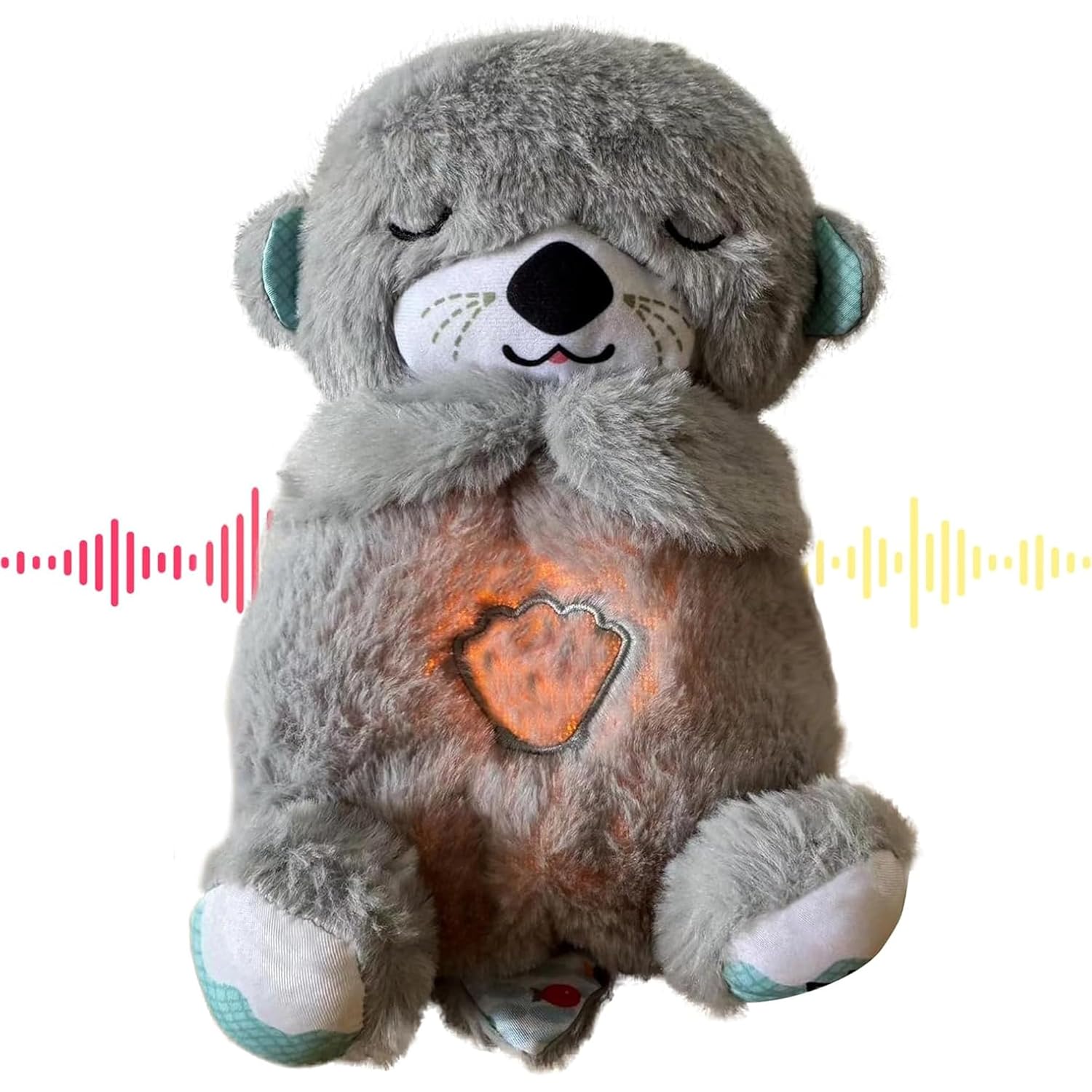 Breathing Teddy Otter Glowing Music for Baby Sensory Sleep Lights Rhythmic Simulation Plush for Babies Kids Soothing Sound and Décor Item Specialy for Valentine Gift (Multicolor)
