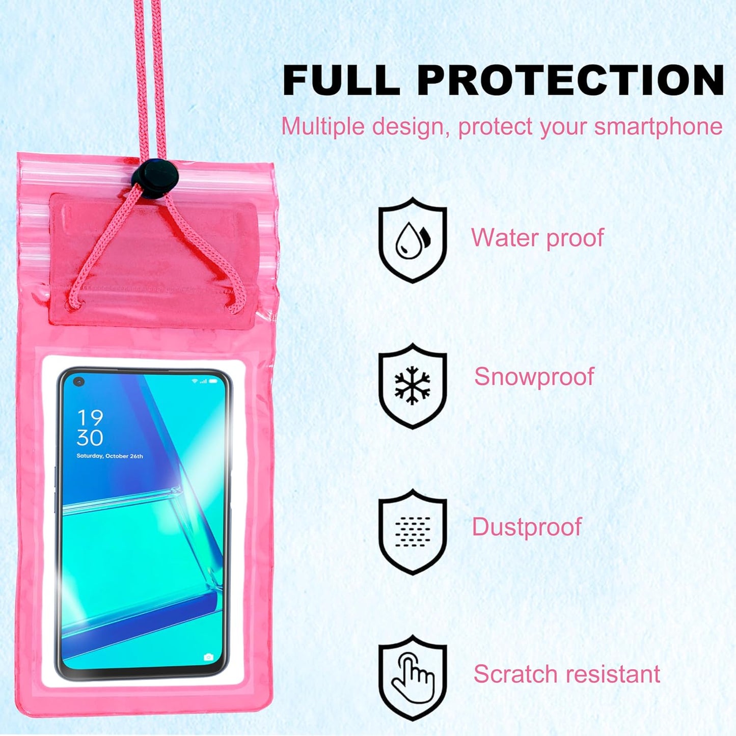 Waterproof Mobile Pouch – Universal Size, Silicone Material, Dust & Dirt Resistant for Outdoor Protection