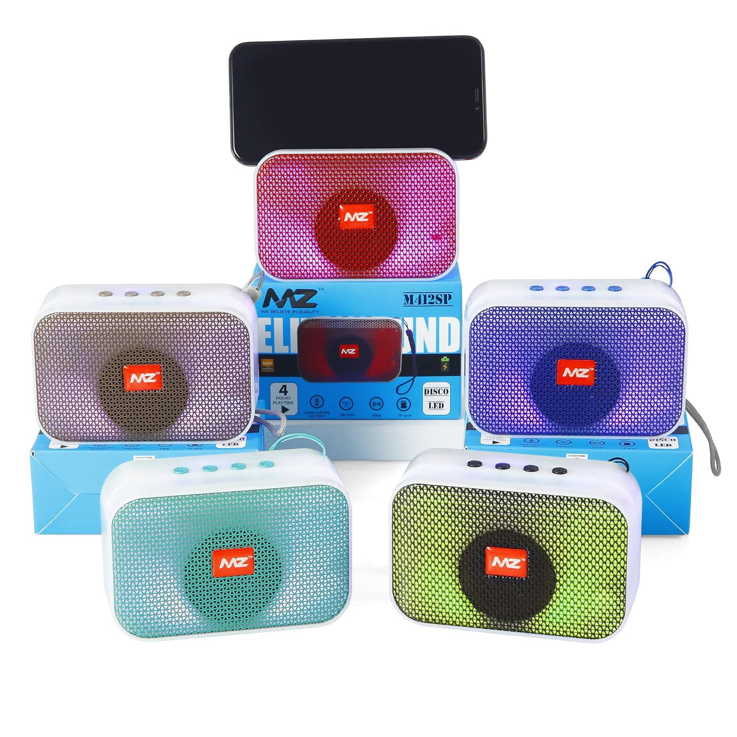 MZ M412SP (Portable Bluetooth Speaker) Dynamic Thunder Sound with High Bass 5 W Bluetooth Speaker 1200mAh Battery (Random Color)