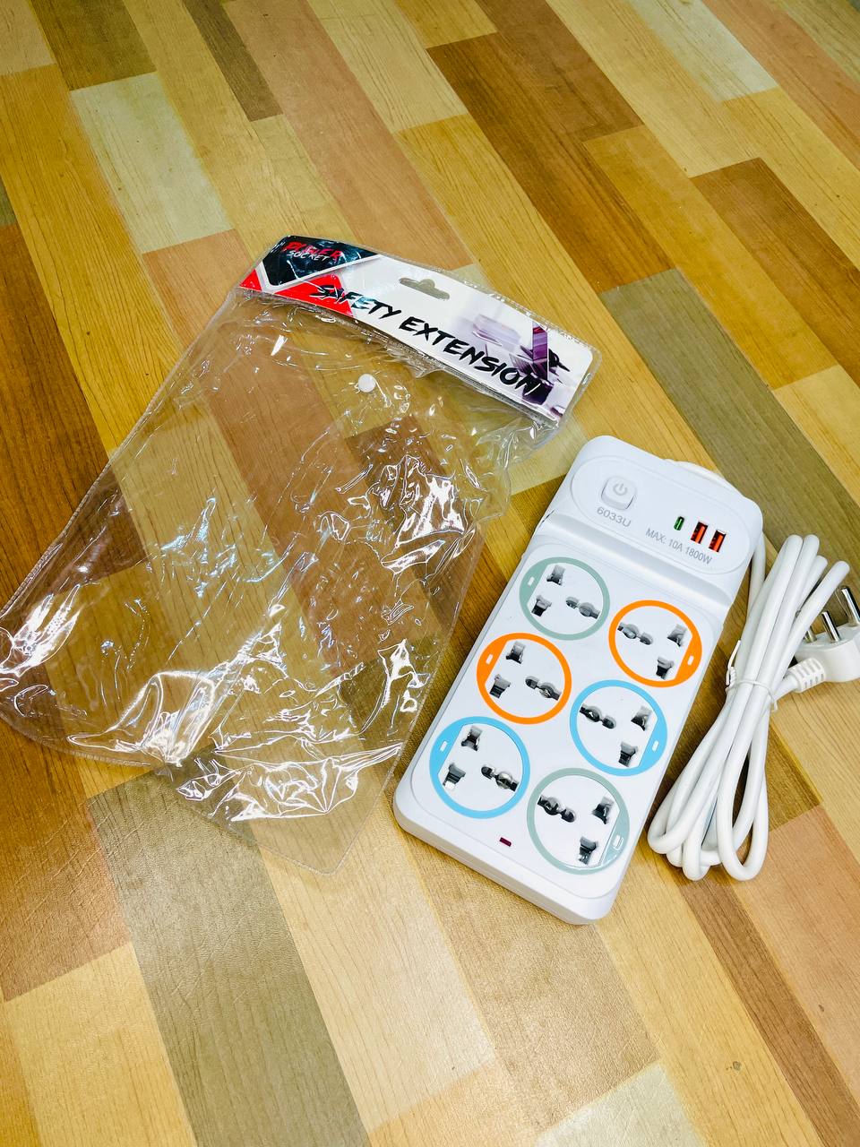 Universal Extension Board with 6 Power Sockets, 2 USB Ports & 1 Type-C Port – Ideal for Multiple Devices