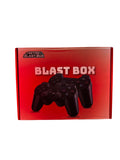 Red box with 'Blast Box' and a gaming controller design on a white background
