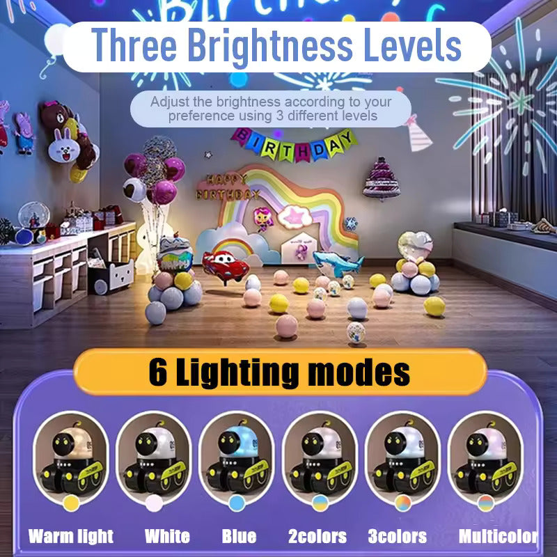 LED Galaxy Robot Starry Sky Projector Night Light with Bluetooth Music – Ideal for Kids’ Bedrooms & Parties