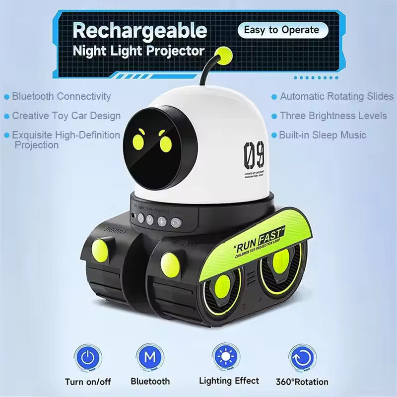 LED Galaxy Robot Starry Sky Projector Night Light with Bluetooth Music – Ideal for Kids’ Bedrooms & Parties