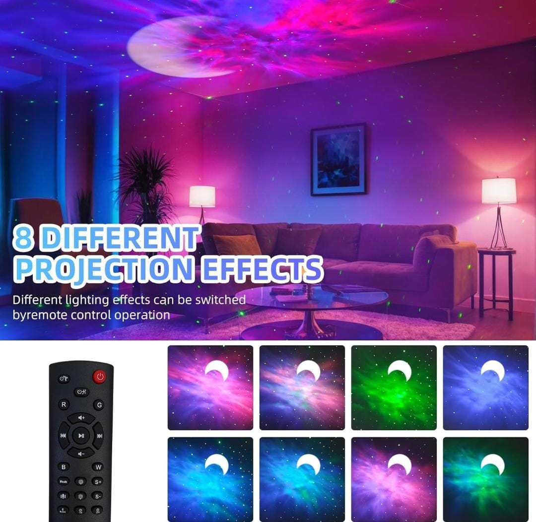 Galaxy Star Projector with Bluetooth Speaker – 9 Nebula Effects, 8 Natural Sounds, 360° Rotation, Remote & Timer – Perfect Multicolor Night Light for Kids & Adults Bedroom Decor