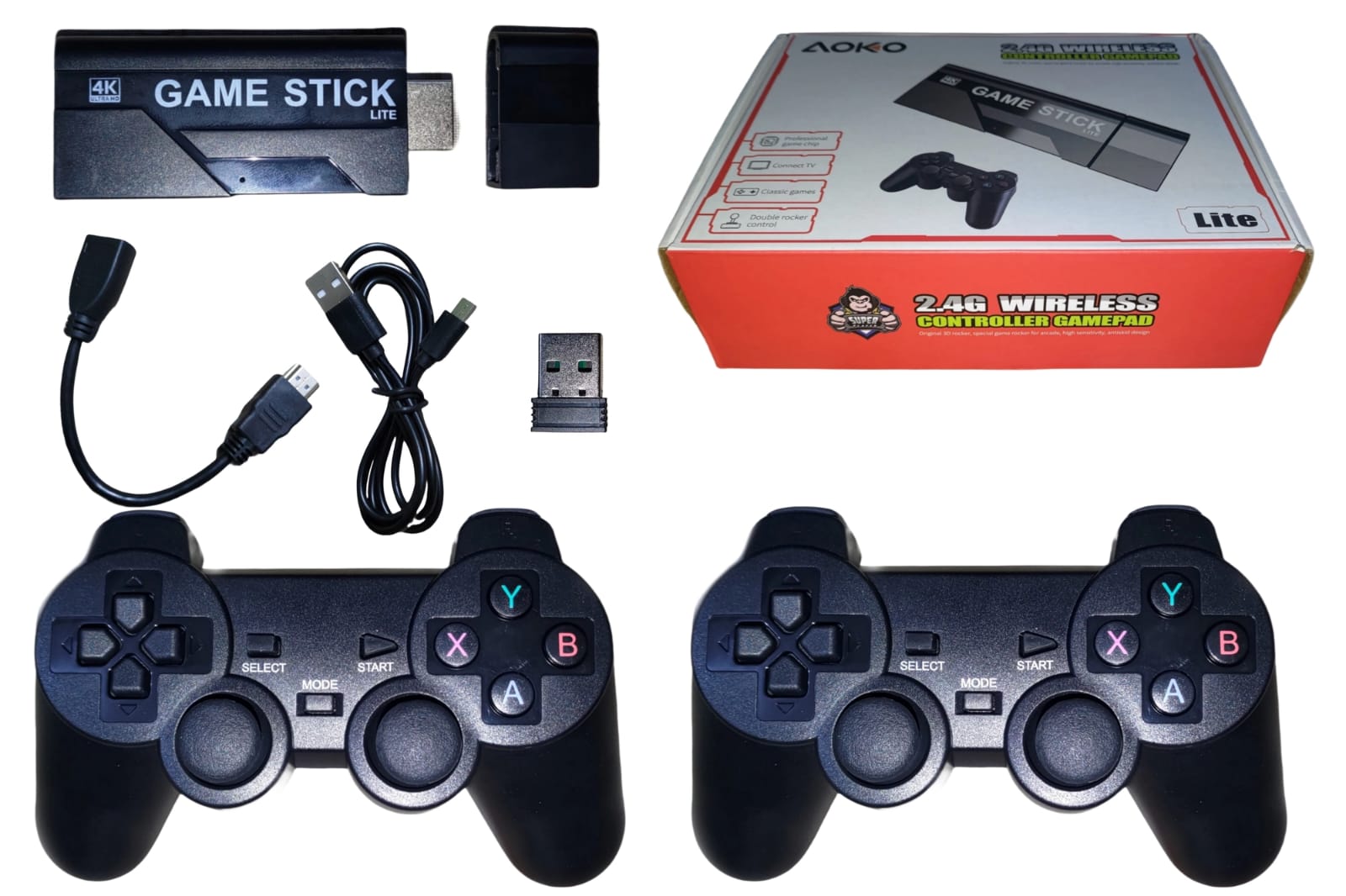 AOKO 2.4G WIRELESS CONTROLLER GAMEPAD With 21000+ Games 2 Wireless Controller 2.4g Plug & Play