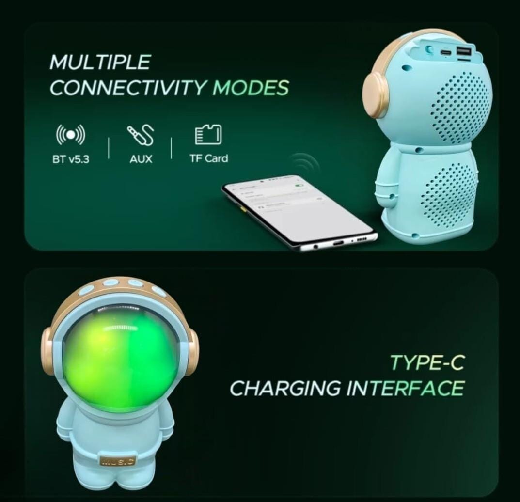Mini Astronaut Bluetooth Speaker with RGB Lights