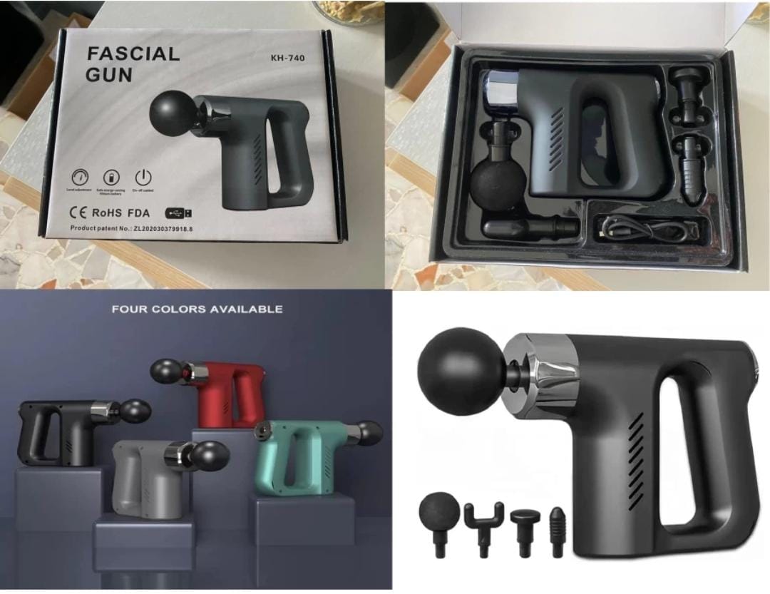 Fascial gun muscle massager with 4 Heads Handheld Physiotherapy Massager, Deep Tissue Physio Percussion (Multicolor)