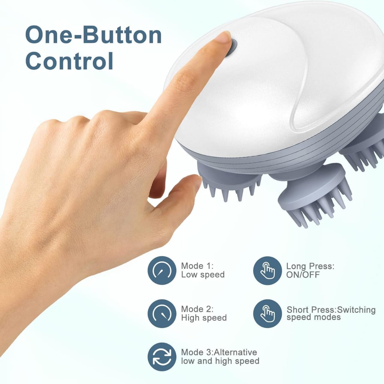 Head & Scalp Massager for Hair Growth – 360° Rotation, Detachable Heads, and Kneading Massage Therapy